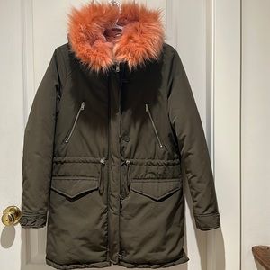 NEW Dex winter coat jacket parka dur lined pink faux fur